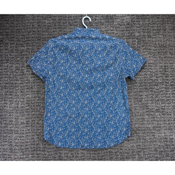 J Crew Shirt Mens Large Blue Floral Print Slim Stretch Short Sleeve Beach Casual - Picture 7 of 7